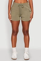 Womens Drawstring Cargo Sweatshorts, S