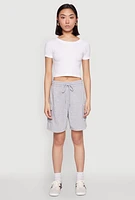 Womens Cargo Pocket Drawstring Sweatshorts, Grey, Size L