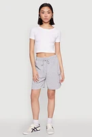 Womens Cargo Pocket Drawstring Sweatshorts, Grey, Size L