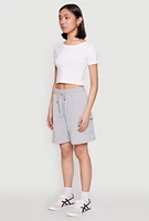 Womens Cargo Pocket Drawstring Sweatshorts, Grey, Size L