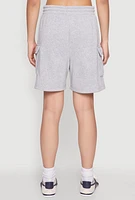 Womens Cargo Pocket Drawstring Sweatshorts, Grey, Size L