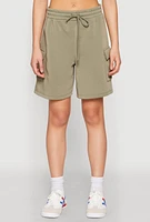 Womens Cargo Pocket Drawstring Sweatshorts, Green, Size S