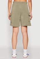 Womens Cargo Pocket Drawstring Sweatshorts, Green, Size S
