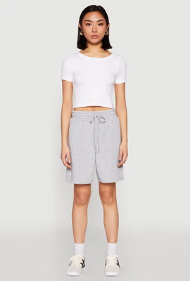 Womens Drawstring Sweatshorts, Grey, Size M