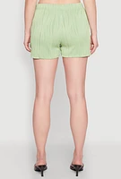Womens Plisse Knit High Waisted Shorts,