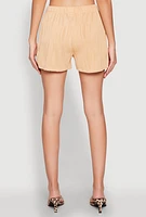 Womens Plisse Knit High Waisted Shorts,