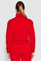 Womens Brooklyn Zip Front Mock Neck Sweatshirt, Red, Size L