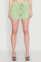 Womens Plisse High Waisted Shorts,