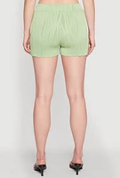Womens Plisse High Waisted Shorts,