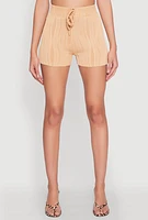 Womens Plisse High Waisted Shorts,