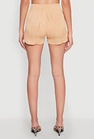 Womens Plisse High Waisted Shorts,