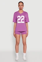 Womens 22 V Neck Football T Shirt, Purple, Size S