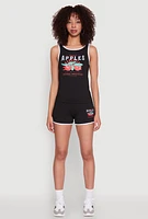 Womens Organic Apples Graphic Tank Top with Contrast Trim, Black, Size M