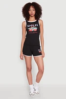 Womens Organic Apples Graphic Tank Top with Contrast Trim, Black, Size M