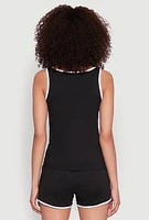 Womens Organic Apples Graphic Tank Top with Contrast Trim, Black, Size M