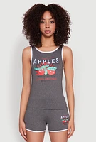 Womens Organic Apples Graphic Tank Top with Contrast Trim, Grey, Size M