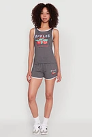 Womens Organic Apples Graphic Tank Top with Contrast Trim, Grey, Size M
