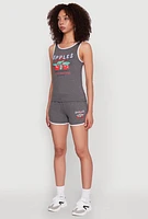 Womens Organic Apples Graphic Tank Top with Contrast Trim, Grey, Size M