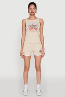 Womens Organic Apples Graphic Tank Top with Contrast Trim, Beige, Size L