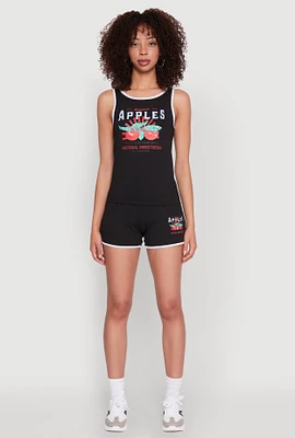 Womens Organic Apples Graphic Contrast Trim Shorts,