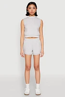 Womens Striped Trim Sleeveless Half Zip Top,