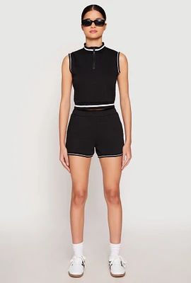 Womens Striped Trim Shorts,