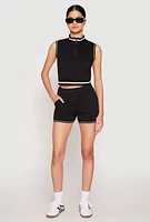 Womens Striped Trim Shorts,