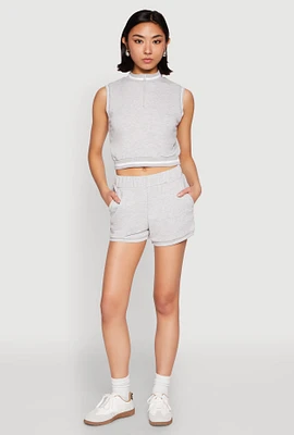 Womens Striped Trim Shorts, Grey, Size S