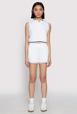 Womens Striped Trim Shorts,