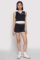 Womens Brooklyn Sleeveless Johnny Collar Top,