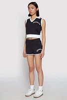 Womens Brooklyn Sleeveless Johnny Collar Top,