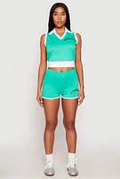 Womens Brooklyn Sleeveless Johnny Collar Top, Green,