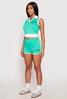 Womens Brooklyn Sleeveless Johnny Collar Top, Green,
