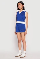 Womens Brooklyn Sleeveless Johnny Collar Top,