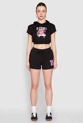 Womens French Terry Bear Graphic Shorts,