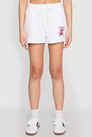 Womens French Terry Bear Graphic Shorts, White, Size XL