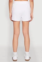 Womens French Terry Bear Graphic Shorts, White, Size XL