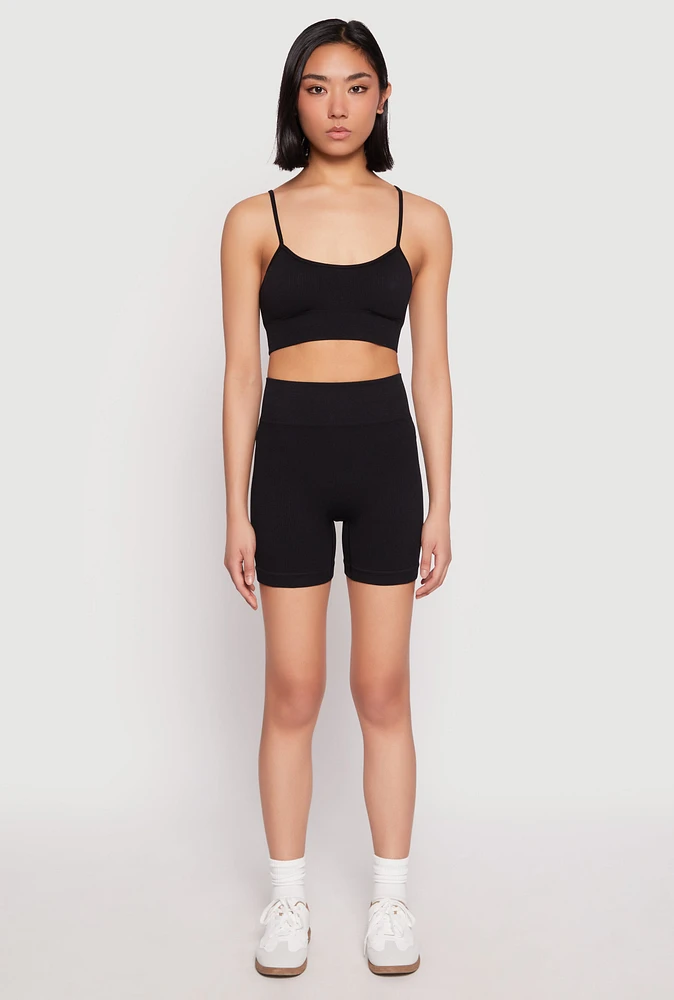 Womens Seamless High Waist Biker Shorts,
