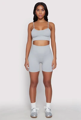 Womens Seamless High Waist Biker Shorts,