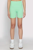 Womens Seamless High Waist Biker Shorts, Green, Size S
