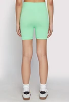 Womens Seamless High Waist Biker Shorts, Green, Size S