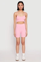 Womens Seamless High Waist Biker Shorts, Pink, Size M