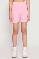 Womens Seamless High Waist Biker Shorts, Pink, Size M
