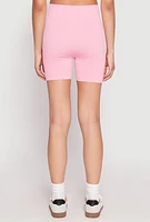 Womens Seamless High Waist Biker Shorts, Pink, Size M
