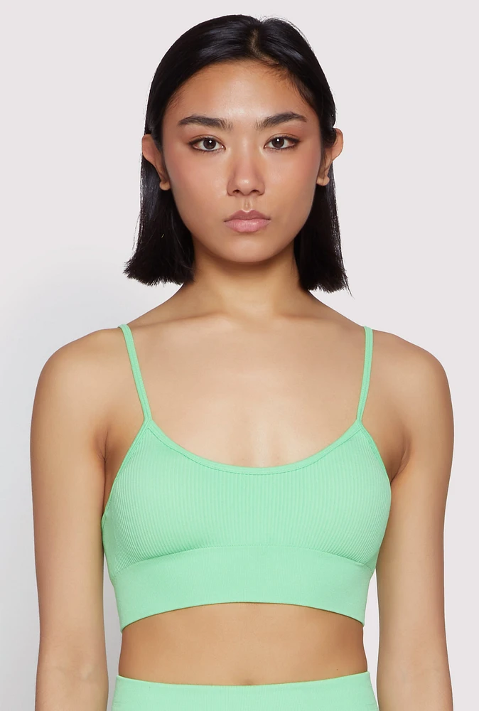 Womens Seamless Cami Sports Bra, Green,