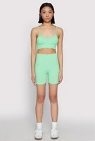Womens Seamless Cami Sports Bra, Green,