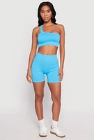 Womens Seamless One Shoulder Crop Top,