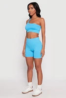 Womens Seamless One Shoulder Crop Top,