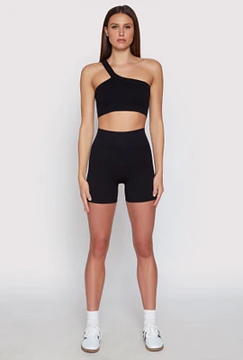 Womens Seamless Biker Shorts, Black, Size XL