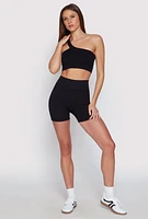 Womens Seamless Biker Shorts, Black, Size XL